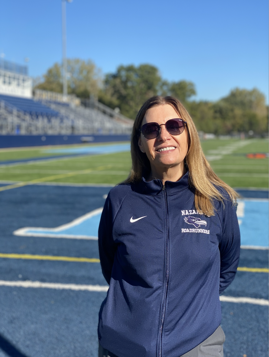 Kavanaugh on the field before heading out to watch Girls Golf. photo by J. Gerdes